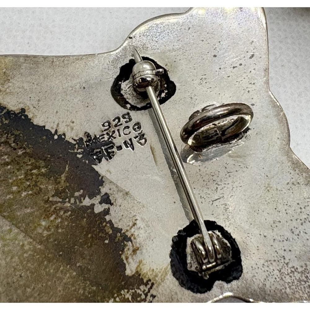 Vintage Taxco Mexico Puffy Bell Sterling Silver Brooch Pin Pendant 18.9g Retro - Picture 5 of 9